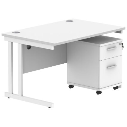 Konnexion K3 Rectangular Deluxe Cantilever Desk With Single Mobile Pedestal