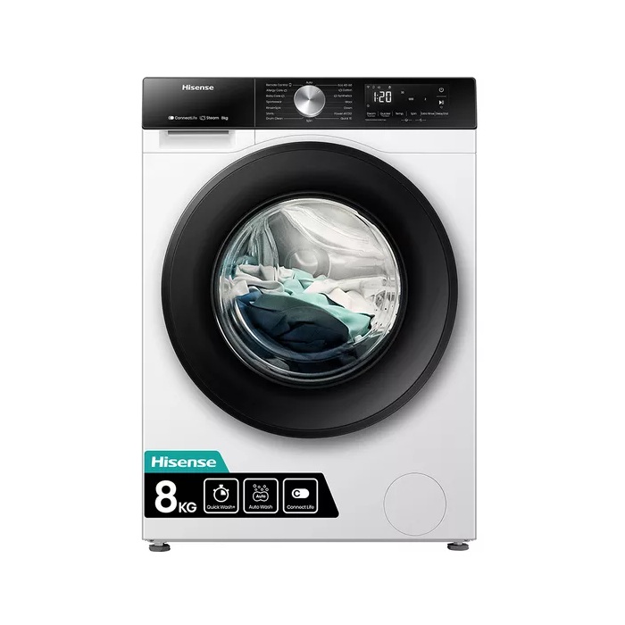 Hisense 3S Series WF3S8043BW 8kg 1400rpm Washing Machine with WiFi – White